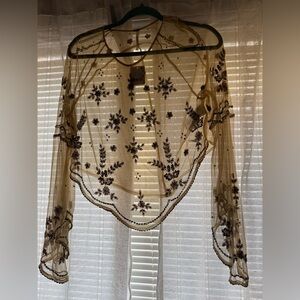 Elegant Floral Embroidered Sheer top